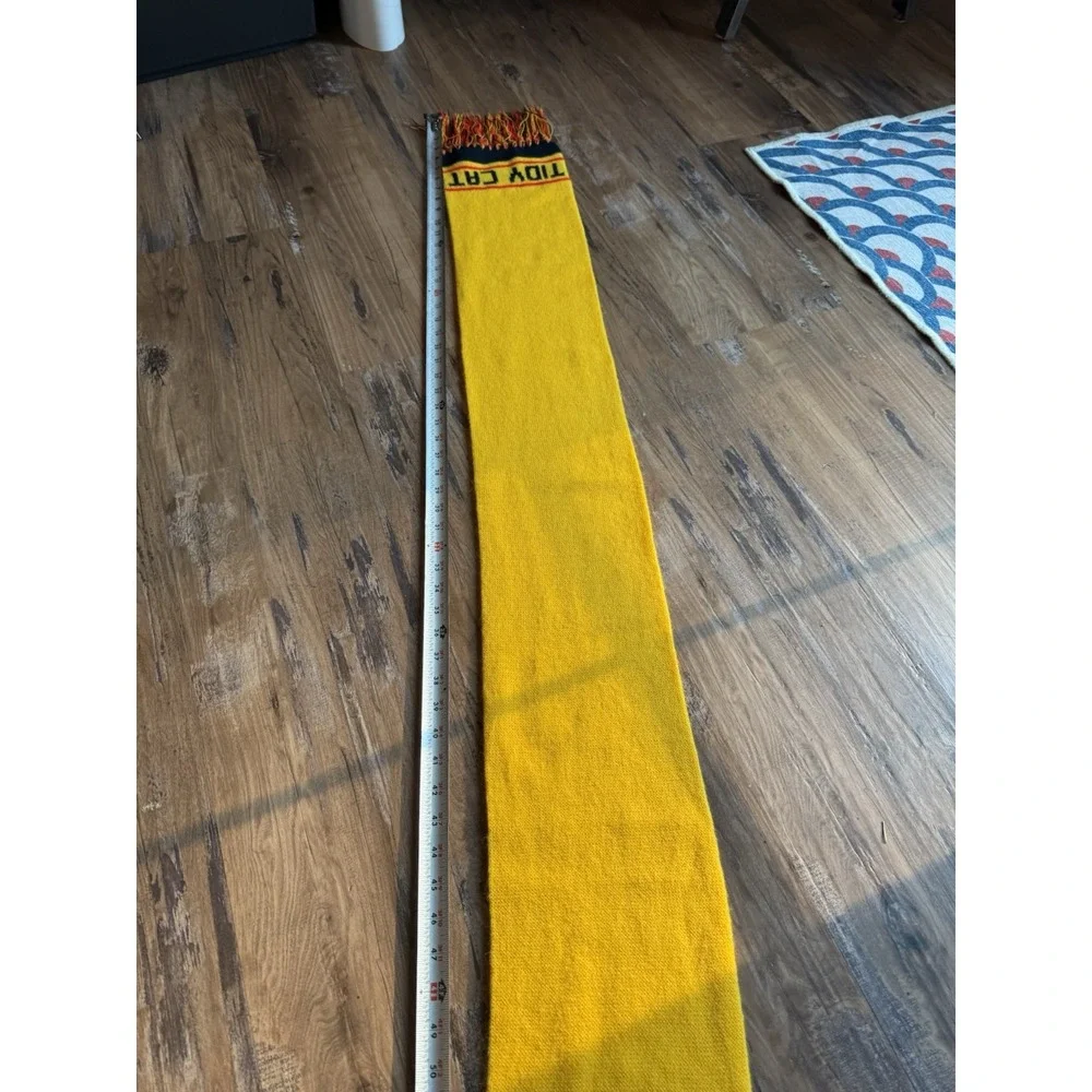 Vintage Tidy Cat Scarf—Promotional Advertising Yellow Tassels Warm Winter Wear